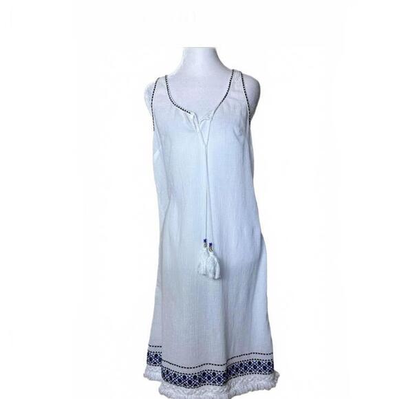 J. Crew Other - J.crew cotton guazy semi sheer beach cover up dress tassels boho sz s